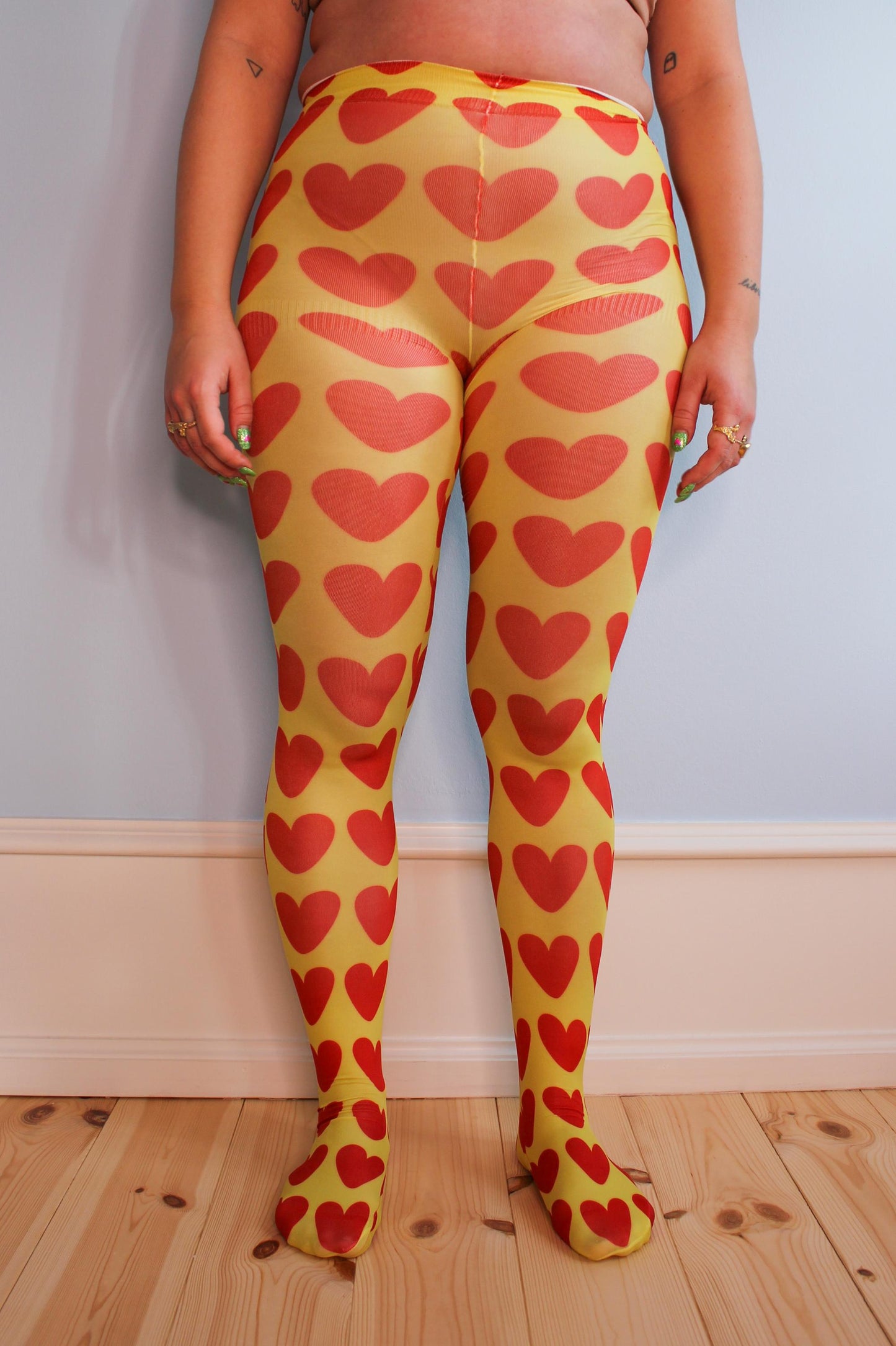 Fab Legs printed tights - Sweethearts Yellow