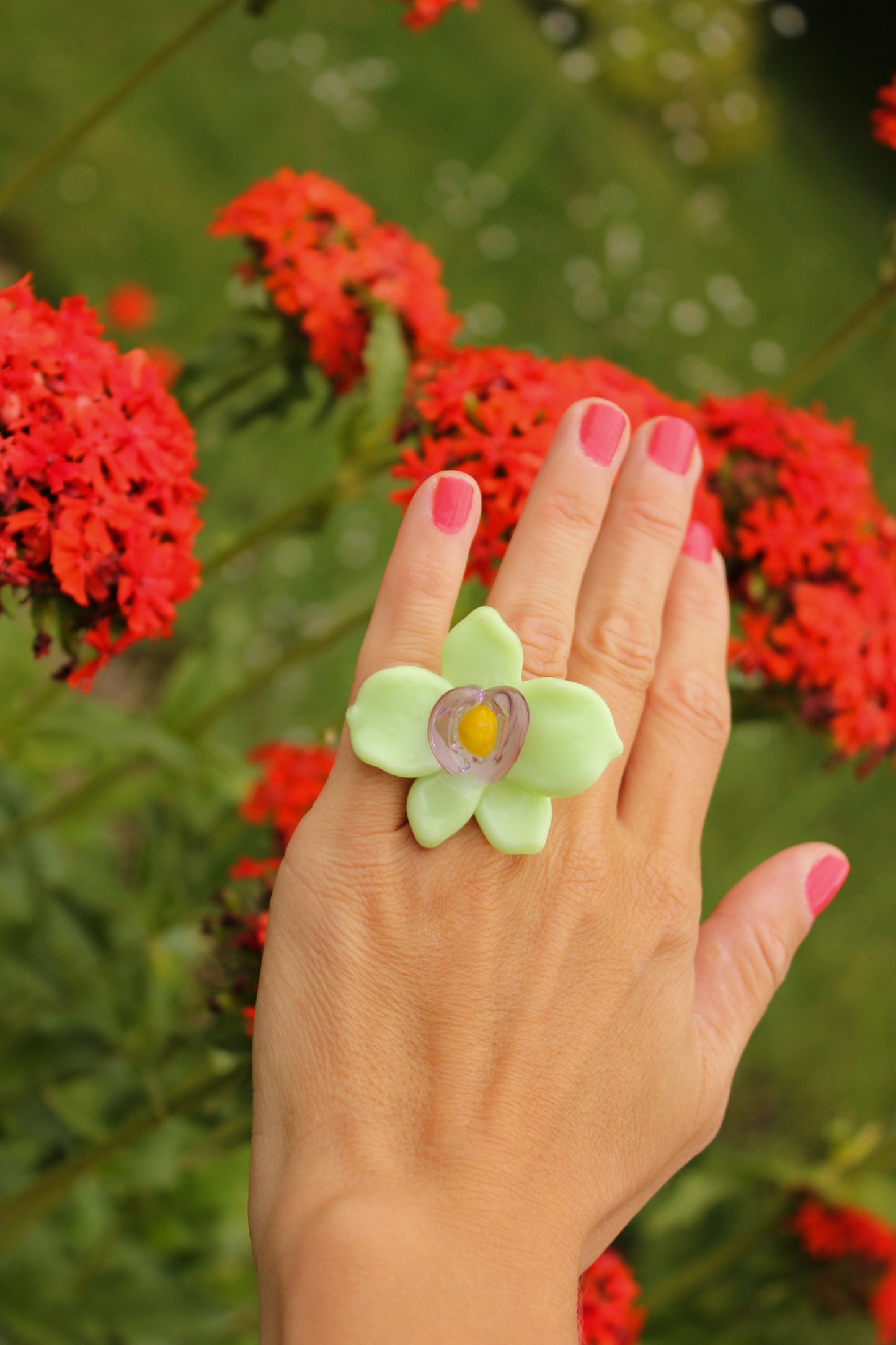 ODD LEMON x VIVIAN ALARCÓN Glas Ring - Minty Orchid