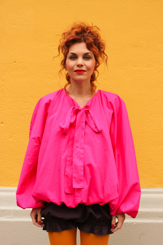 Babette Ballon Blouse - Glossy Pink