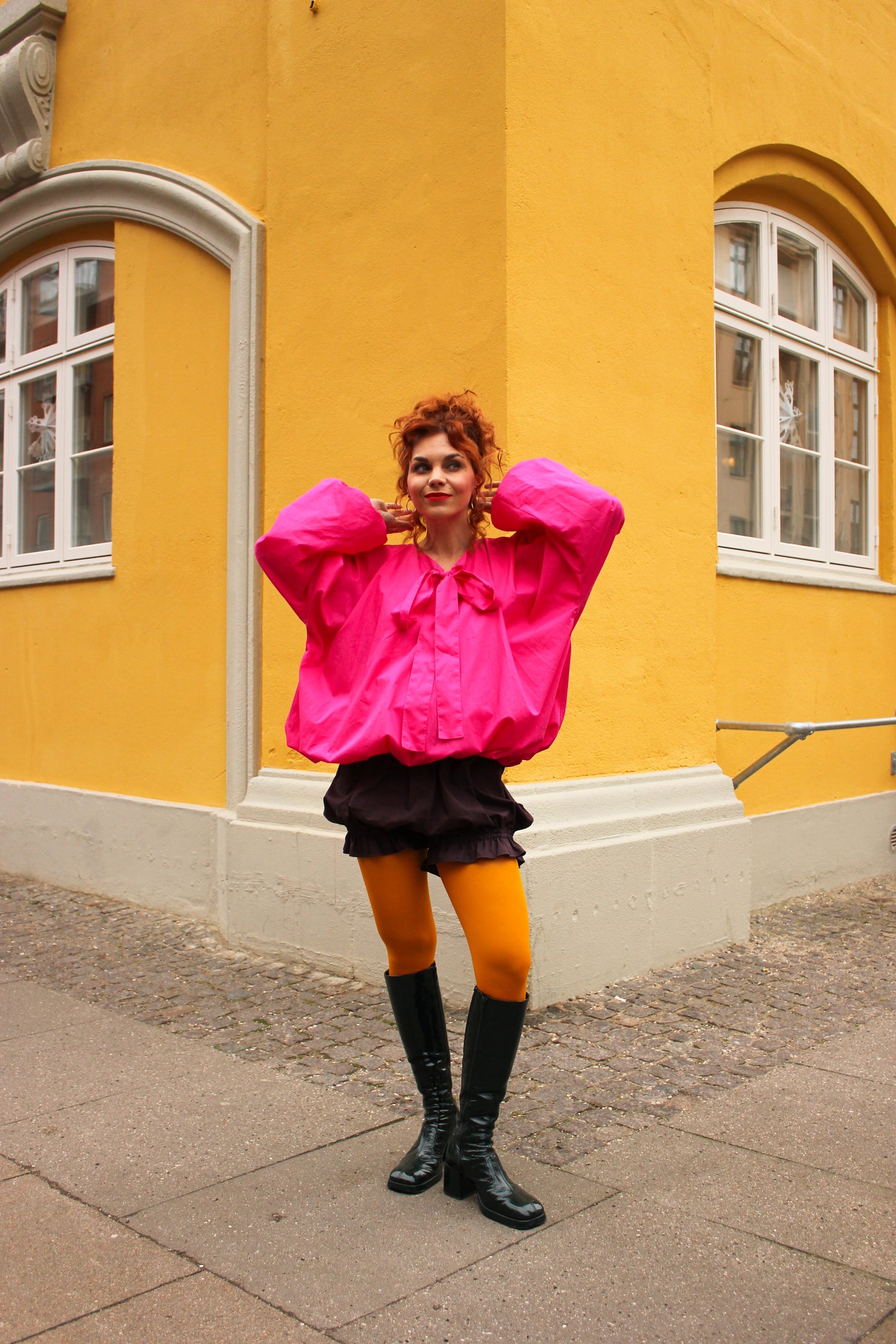 Babette Ballon Blouse - Glossy Pink