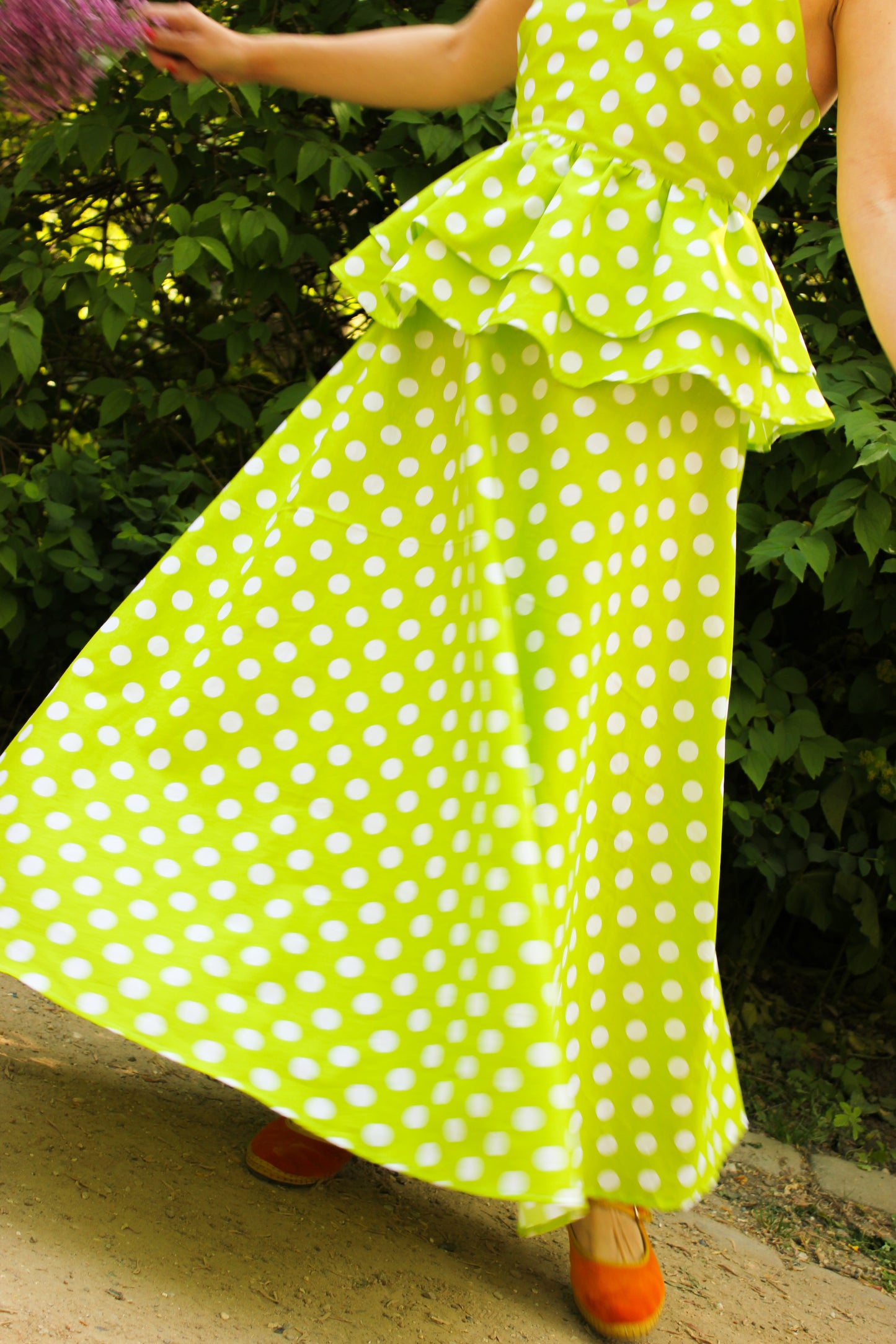 Thirty Something Dress - Green Polka