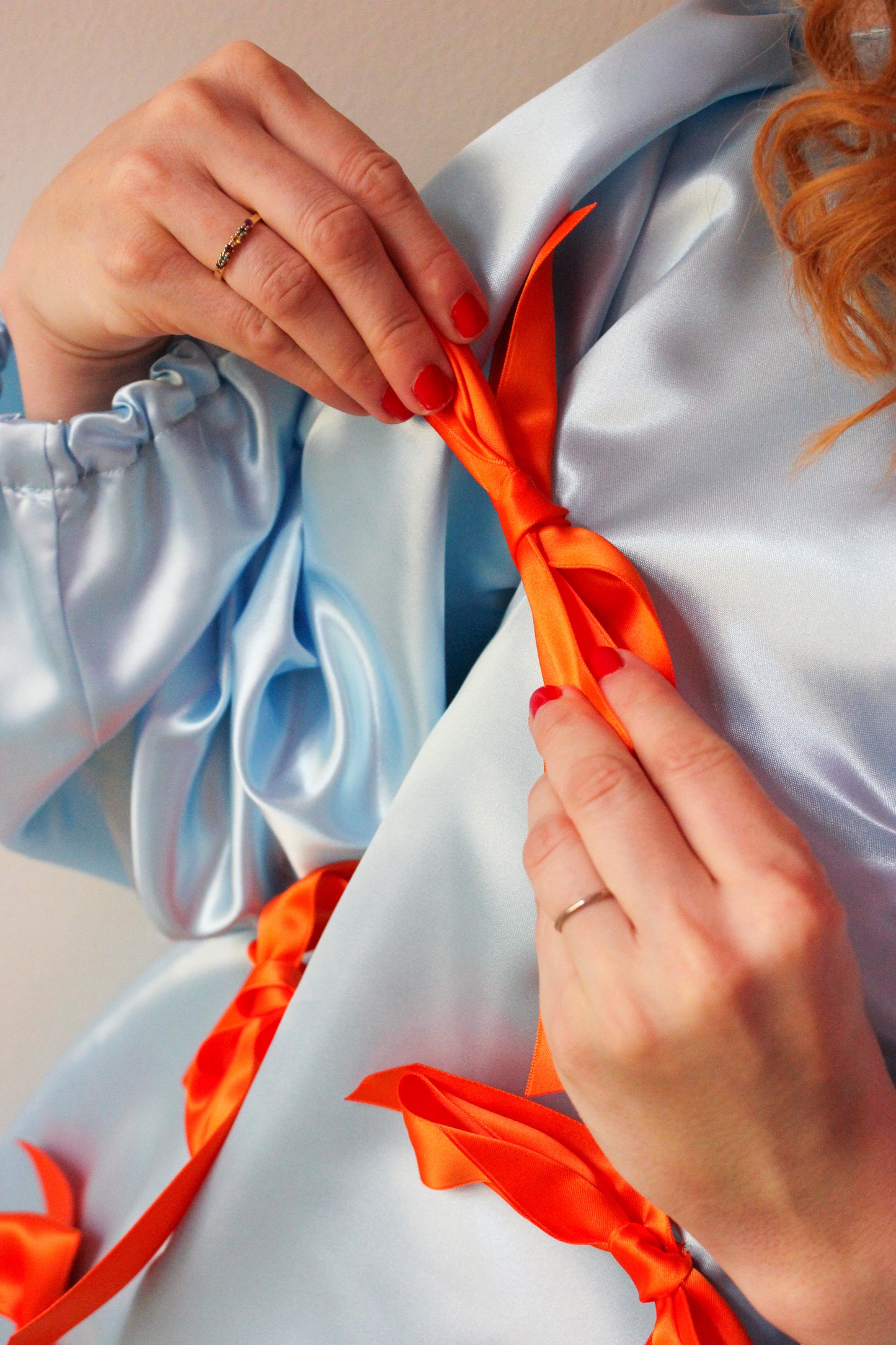 Dazzle Darling Dress – Baby Blue & Fresh Orange Bows