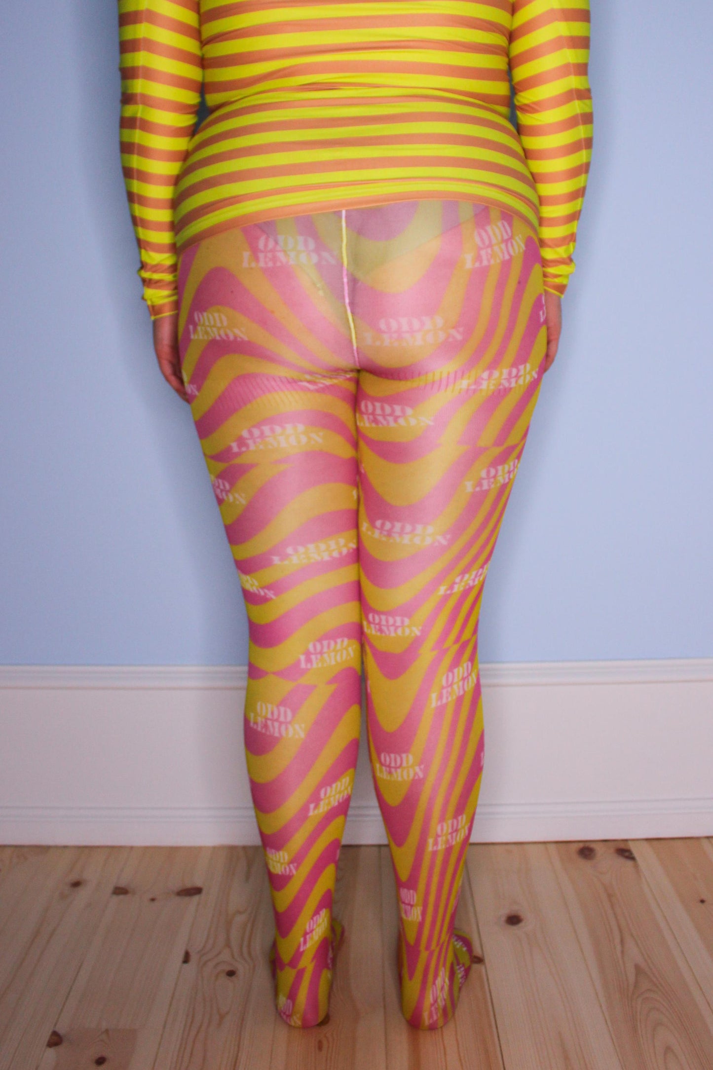 Fab Legs printed tights - Logo Swirls Pink & Yellow